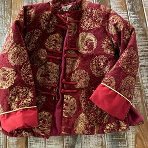 Red & Gold Brocade Chinese Button Jacket
